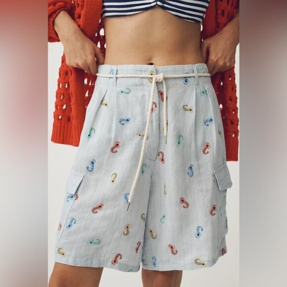 NWT Anthropologie Conditions Apply Wallis Linen Blend Bermuda Shorts XS‎ - Picture 1 of 10